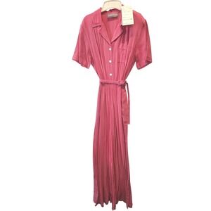 Vintage Carol Anderson California Pink Maxi Dress Summer 97 Belted Womens M NWT
